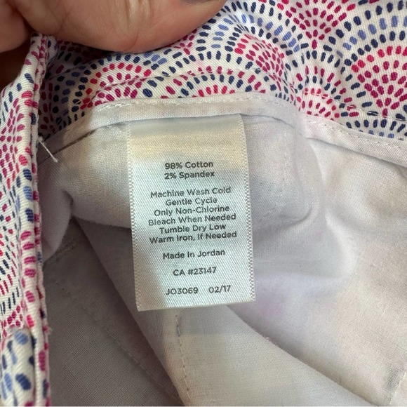 Talbots Cropped Pants Womens Trousers Pockets Stretch Pattern Casual Pink 12 - Picture 9 of 9